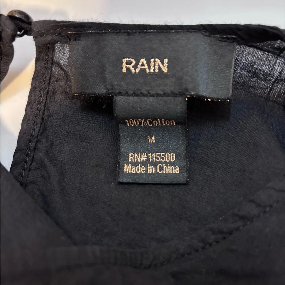 Rain Black Embroidered Women's Top with Flower Cut Outs Size M - Picture 3 of 4